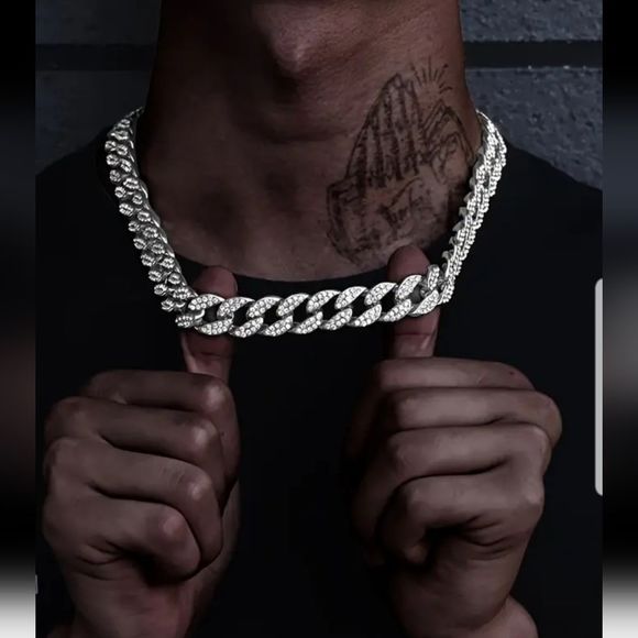 Iced Out 24" Cuban Link Cubic Zirconia Hip Hop Necklace New - Picture 7 of 11